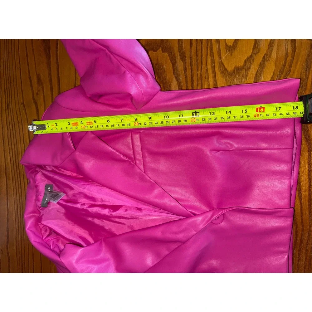 Sans Souci Hot Pink‎ Cropped Faux Leather Blazer Jacket Size medium